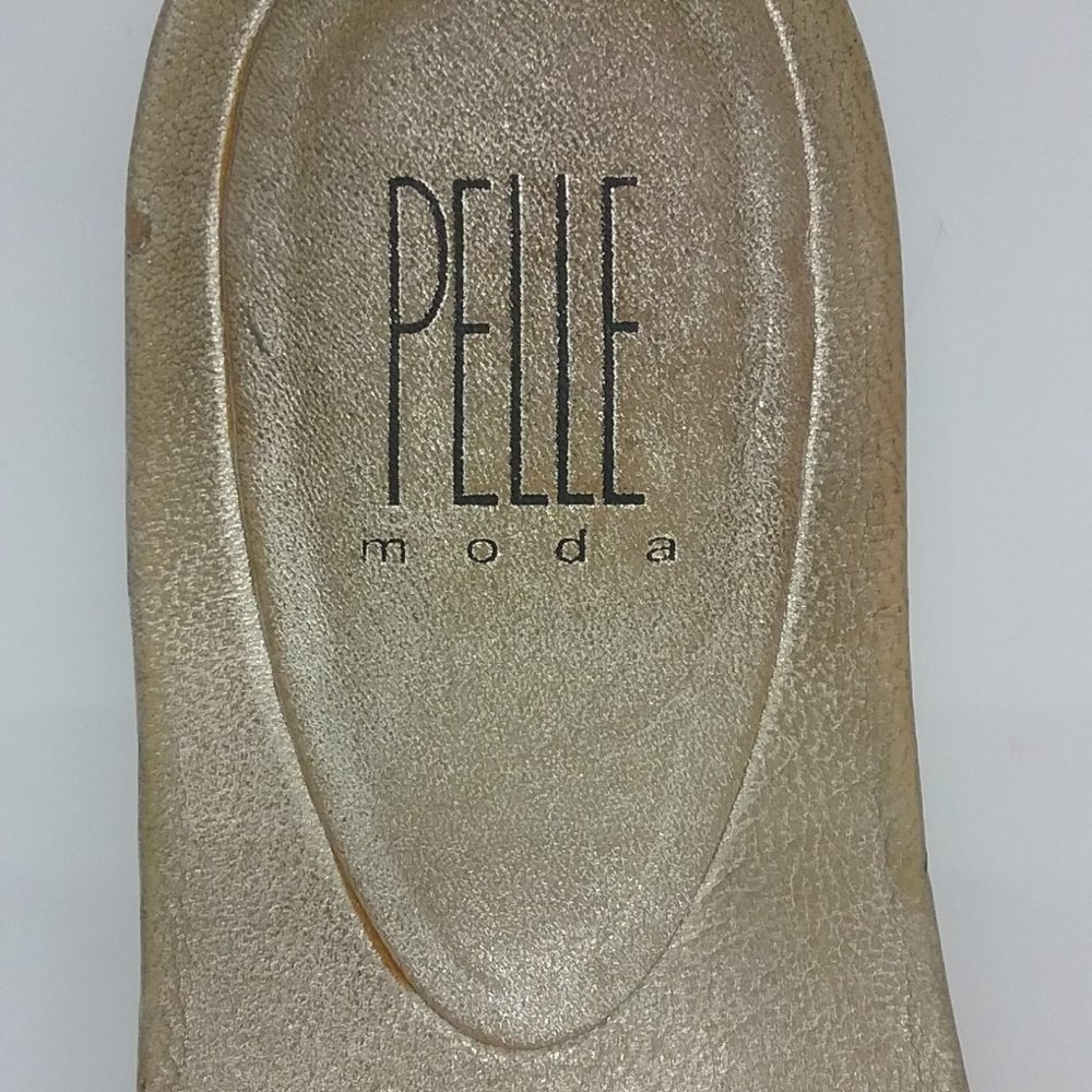 Pelle Moda Gold Leather Rhinestone Slides - Picture 8 of 12